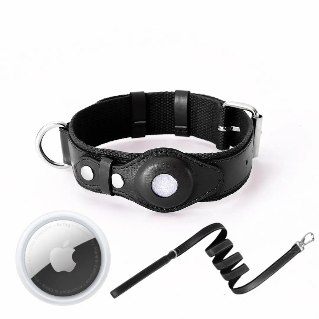 AirTrack Hundehalsband - Weltweit ohne Abonnement!-0-Dalson-Schwarz-S (24-32cm)-Halsband mit Leine & Tracker-Dalson.ch