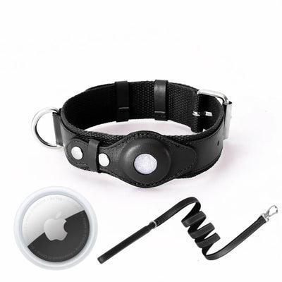 AirTrack Hundehalsband - Weltweit ohne Abonnement!-0-Dalson-Schwarz-S (24-32cm)-Halsband mit Leine & Tracker-Dalson.ch