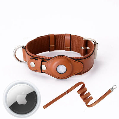 AirTrack Hundehalsband - Weltweit ohne Abonnement!-0-Dalson-Braun-S (24-32cm)-Halsband mit Leine & Tracker-Dalson.ch