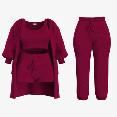 CosySet - Sooo flauschig!-Dalson-Weinrot-S-4 Stück SET-Dalson.ch